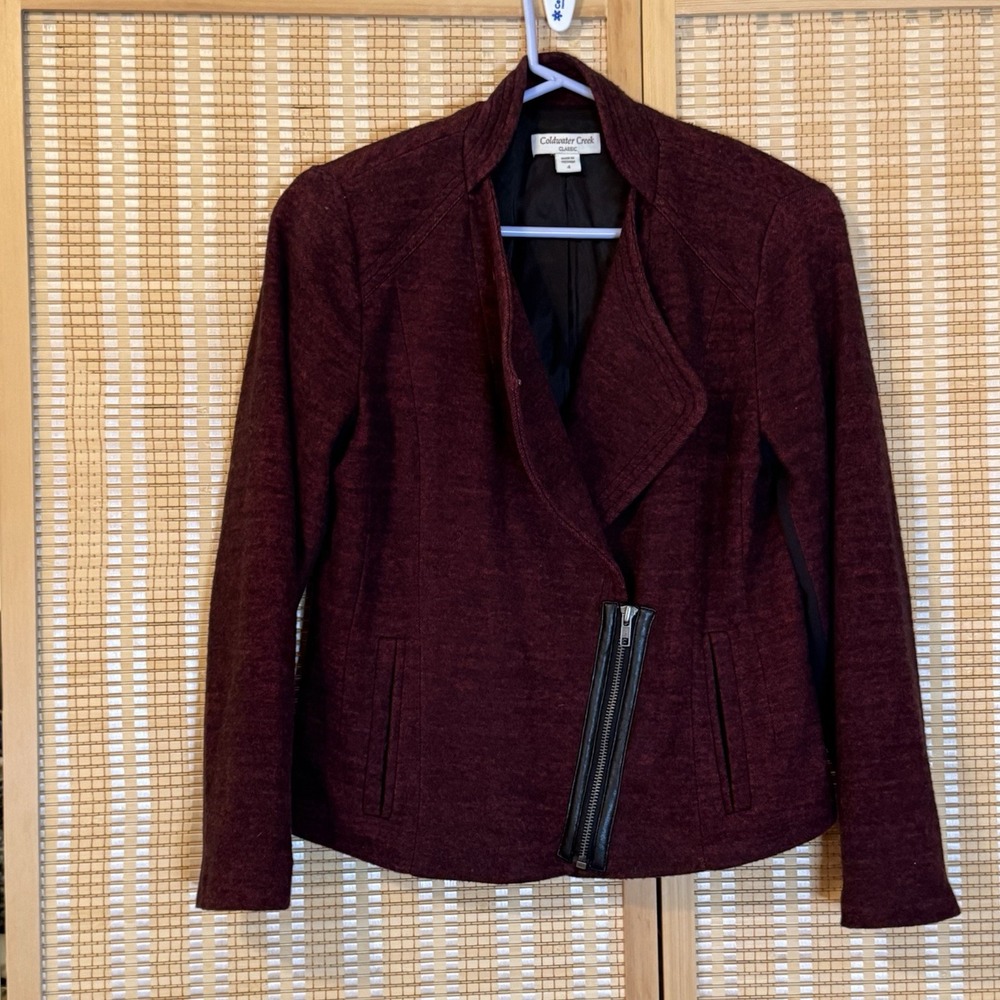 Coldwater Creek Womens 4 Half Zip Biker Moto Jacket ‎ Shoulder Pads lined Career